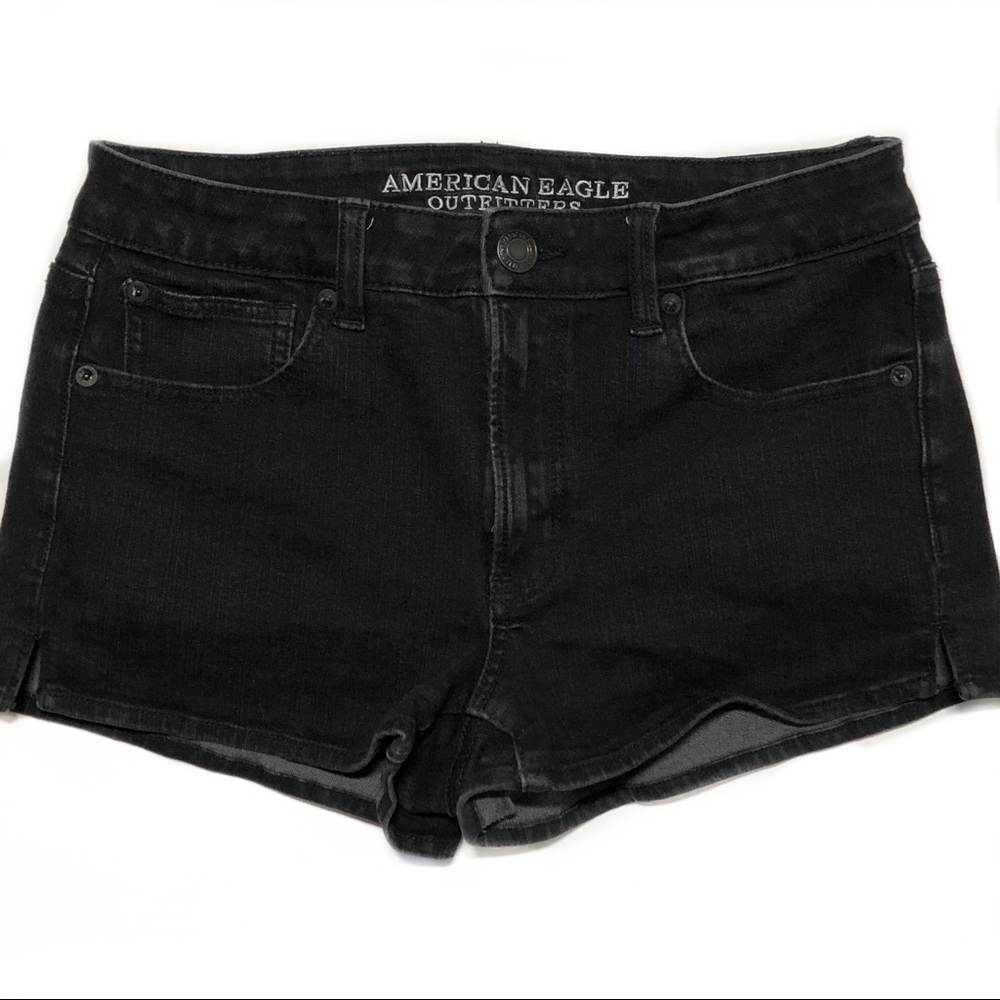 Black American Eagle high rise shortie shorts 6